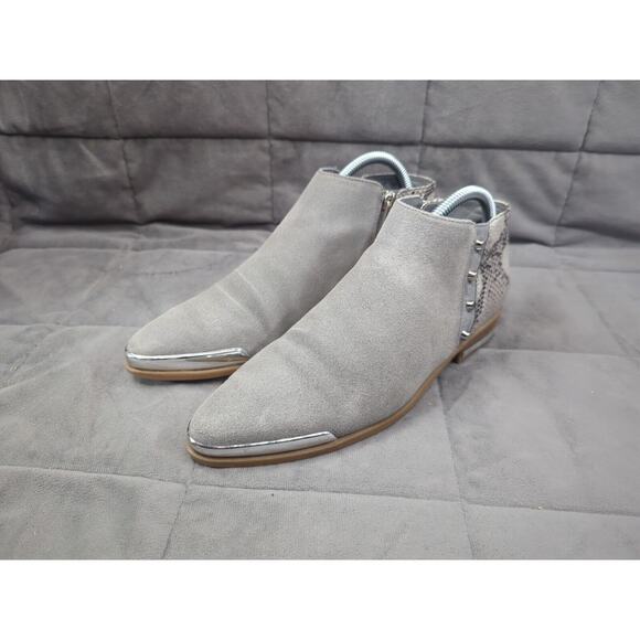 Fergie Booties Womens 8 Indigo, Talliogrey Suede Faux Snake Skin Zipper - Picture 9 of 16